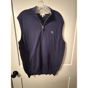 Peter Millar Golf sweater vest Sz L Cotton Silk Cashmere Blend blue quarter zip